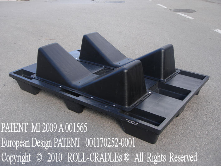 Nestable ROLL EuroPallet Plastic 800x1200 with 2 Parallel CRADLEs long side